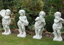 Casa Padrino ensemble de sculptures décoratives de jardin Art Nouveau de 4 gris H. 70 cm