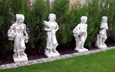 Casa Padrino set di 4 sculture decorative da giardino Art Nouveau grigio A. 75 cm