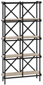 Casa Padrino cabinet mensola di lusso in metallo con ripiani in legno nero / naturale 107,5 cm