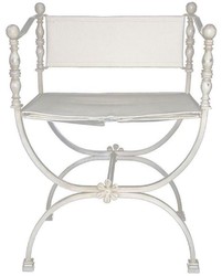 Casa Padrino chaise de jardin Art Nouveau de luxe en fer forgé avec accoudoirs blanc H. 80 cm