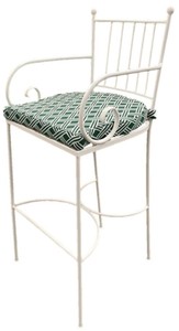 Casa Padrino sedia da bar Art Nouveau di lusso in ferro battuto con braccioli bianco / verde A. 117 cm