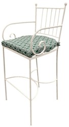 Casa Padrino sedia da bar Art Nouveau di lusso in ferro battuto con braccioli bianco / verde A. 117 cm