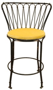Casa Padrino sedia da bar Art Nouveau di lusso in ferro battuto con cuscino seduta nero / giallo A. 110 cm