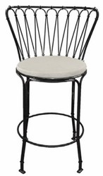 Casa Padrino luxury Art Nouveau wrought iron bar chair with seat cushion black / gray H. 110 cm
