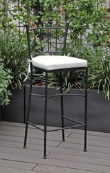 Casa Padrino luxury Art Nouveau wrought iron bar chair with seat cushion black / white H. 97 cm