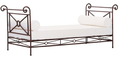 Casa Padrino sofá Art Nouveau de lujo de hierro forjado marrón / blanco 210 cm