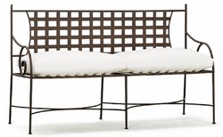 Casa Padrino luxury Art Nouveau wrought iron garden bench brown / white 160 cm