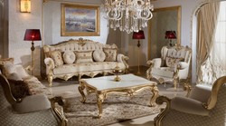 Prunkvoller Luxus Barock Wohnzimmer Sessel Grau Mehrfarbig Gold