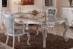 Casa Padrino conjunto de comedor barroco de lujo verde / plata / blanco