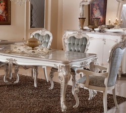 Casa Padrino conjunto de comedor barroco de lujo verde / plata / blanco