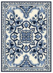 Casa Padrino Alfombra de Salón Barroco de Lujo Blanco / Azul - Varios Tamaños