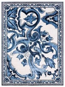 Luxus Barock Wohnzimmer Teppich Wollteppich Weiß Blau