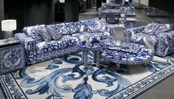 Luxus Barock Wohnzimmer Teppich Wollteppich Weiß Blau