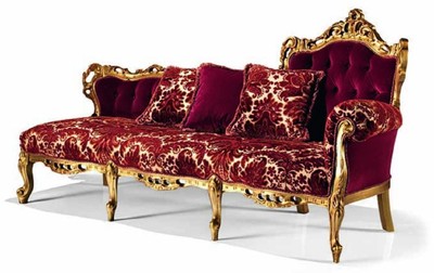 Prunkvolle Luxus Barock Chaiselongue Bordeauxrot Gold
