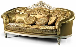 Prunkvolles Luxus Barock Wohnzimmer Sofa Gold Elfenbein