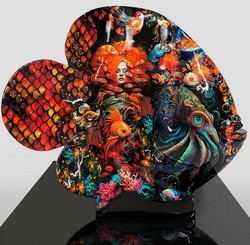 Casa Padrino luxury XXL decorative fish figure colorful H. 110 cm