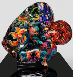 Casa Padrino luxury XXL decorative fish figure colorful H. 110 cm
