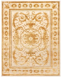 Luxus Barock Wohnzimmer Teppich Wollteppich Creme Gold