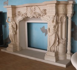 Casa Padrino marco de chimenea de mármol barroco de lujo beige 260 x A. 166 cm