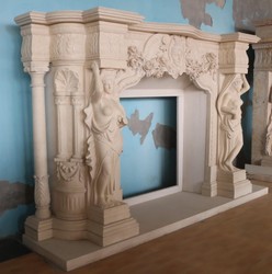 Casa Padrino marco de chimenea de mármol barroco de lujo beige 260 x A. 166 cm
