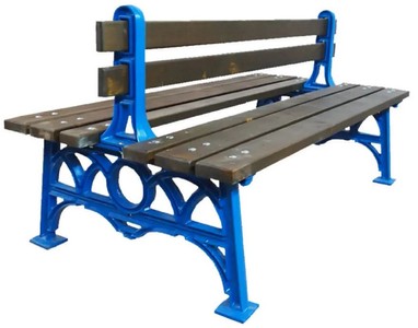 Doppelseitige Industrie Stil Gartenbank Braun Blau