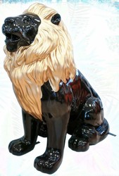 Luxus XXL Garten Deko Skulptur Figur Löwe Schwarz Gold Luxus XXL Garten Deko Skulptur Figur Löwe Schwarz Gold