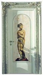 Casa Padrino porte d'appartement baroque de luxe blanc / argent / or 129 cm - Fabriqué en Italie