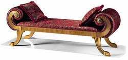 Casa Padrino panca barocco di lusso grigio / bordeaux rosso / oro 184,5 cm - Fatto in Italia
