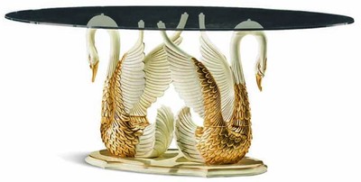 Casa Padrino table à manger avec plateau en verre ivoire / or 190 cm - Fabriqué en Italie
