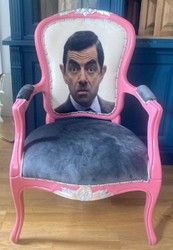 Casa Padrino chaise de salon baroque de luxe visage gris / rose / argent