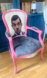Casa Padrino chaise de salon baroque de luxe visage gris / rose / argent
