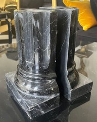 Casa Padrino conjunto de sujetalibros de mármol de lujo columnas barrocos negro A. 21 cm