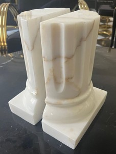 Casa Padrino luxury marble bookend set baroque columns white H. 21 cm