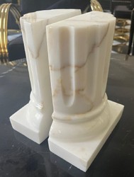 Casa Padrino luxury marble bookend set baroque columns white H. 21 cm