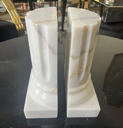 Casa Padrino luxury marble bookend set baroque columns white H. 21 cm