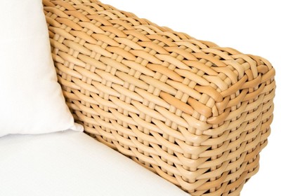 Casa Padrino Luxus 2er Gartensofa Naturfarben / Weiß 205 cm