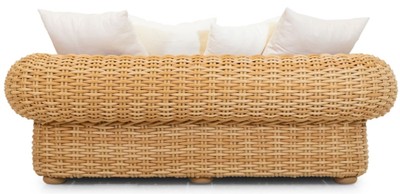 Casa Padrino Luxus 2er Gartensofa Naturfarben / Weiß 205 cm