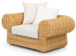 Casa Padrino luxury garden armchair natural / white 135 cm