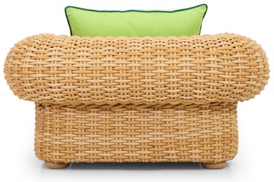 Casa Padrino Luxus Gartensessel Naturfarben / Grün 135 cm