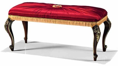 Casa Padrino banc baroque de luxe bordeaux rouge / marron foncé / or 114 cm - Fabriqué en Italie