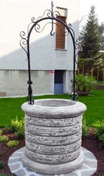 Casa Padrino fuente de hormigón para jardín Art Nouveau gris / negro Ø 105 x A. 219 cm