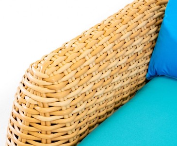 Casa Padrino Luxus 3er Gartensofa Naturfarben / Blau 254 cm