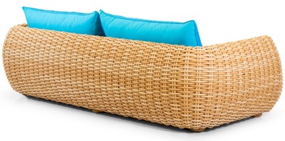 Casa Padrino Luxus 3er Gartensofa Naturfarben / Blau 254 cm
