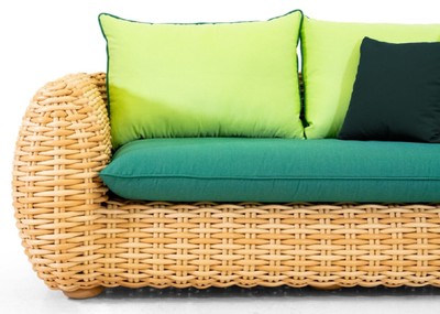 Casa Padrino Luxus 2er Gartensofa Naturfarben / Grün 194 cm