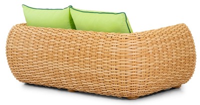 Casa Padrino Luxus 2er Gartensofa Naturfarben / Grün 194 cm