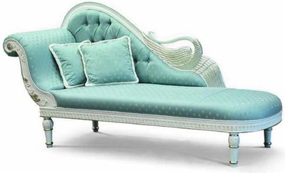 Prunkvolle Luxus Barock Chaiselongue Türkis Elfenbein Gold