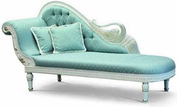 Casa Padrino luxury baroque chaise longue turquoise / ivory / gold 230 cm - Made in Italy