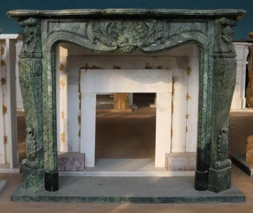 Casa Padrino marco de chimenea de mármol barroco de lujo verde oscuro 150 x A. 120 cm