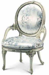 Casa Padrino chaise de salle à manger baroque de luxe avec accoudoirs argent / crème blanc - Fabriquée en Italie