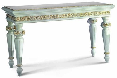 Prunkvolle Luxus Barock Massivholz Konsole Weiß Gold